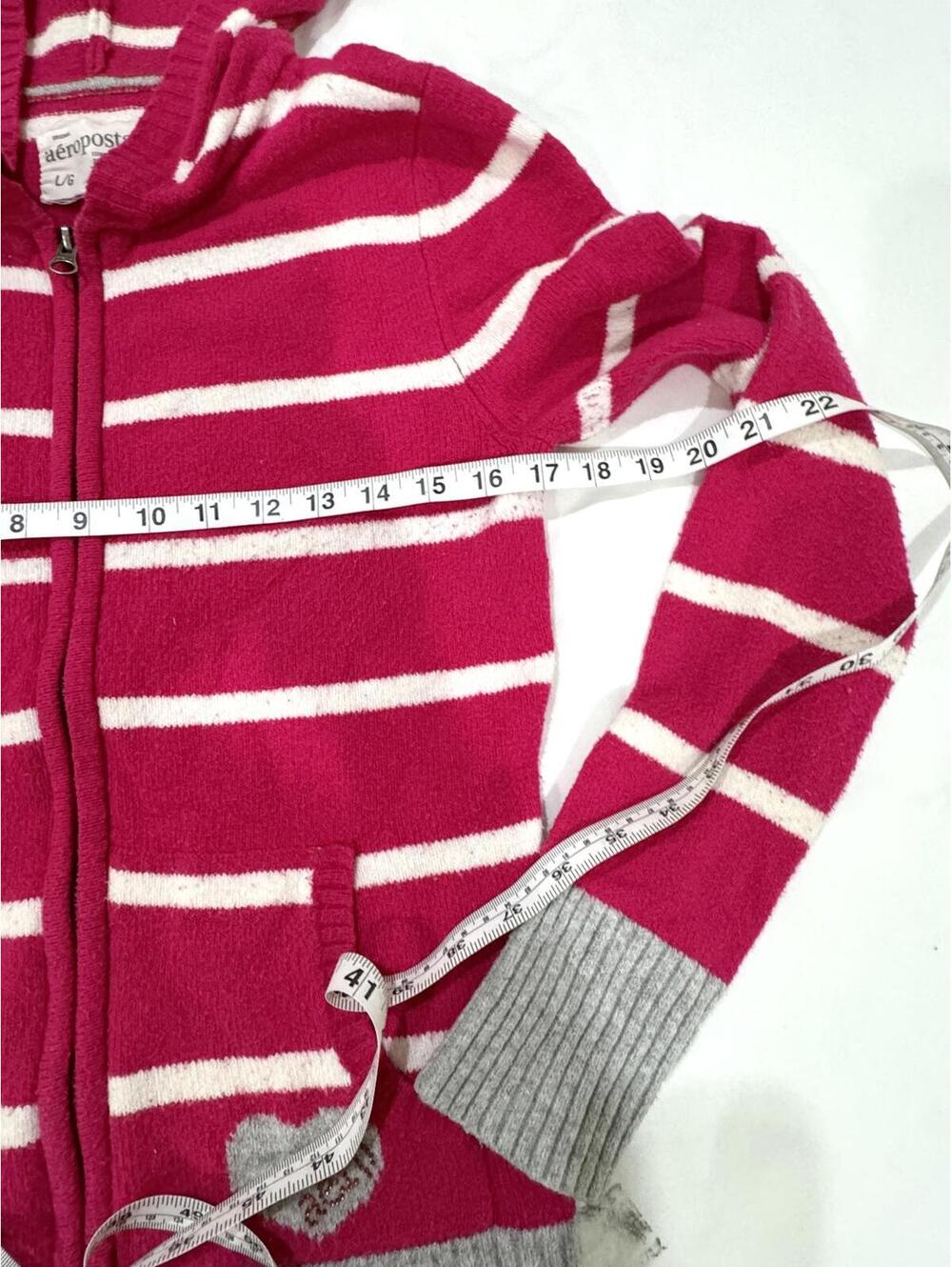 Vintage Y2K Pink Striped Aeropostale Zip Up Hoodie Coquette - Picture 4 of 6